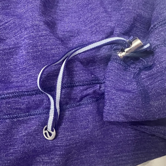 Lululemon “Less Rest” Heathered Purple Tank with Striped Sports Bra - Picture 6 of 9